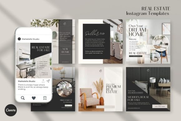 Download Real Estate Instagram Templates CANVA - Real estate instagram templates Collection