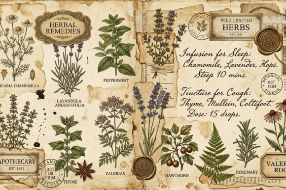 Download Vintage Botanical Notes Journal Page Art - Botanical Collection