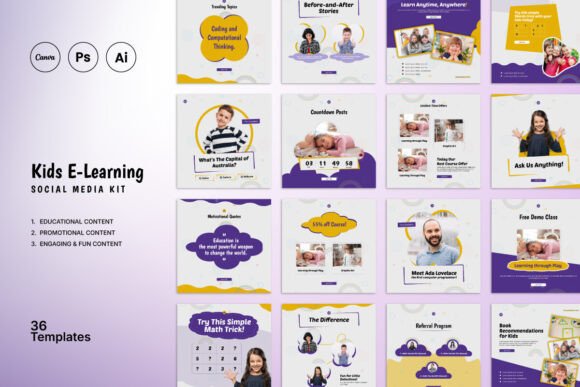 Download Colorful Kids E-Learning Social Kit - Social kit Collection